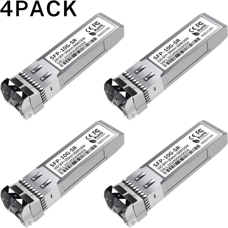 GESD 4Pack 10G SFP+ LC Module, 10GBase-SR Multi-Mode Ethernet Transceiver, 850nm MMF up to 400m – Compatible with Cisco, Meraki, Ubiquiti, Mikrotik, Netgear, HPE, TP-Link, Aruba and More - Image 2